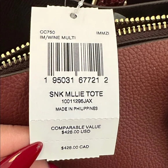 New With Tags Coach Mollie Tote Red Wine with Matching Wallet